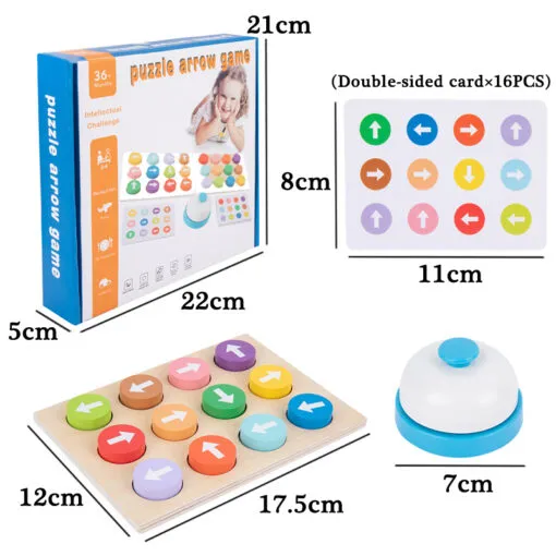 Jeu de puzzle en bois avec flèches