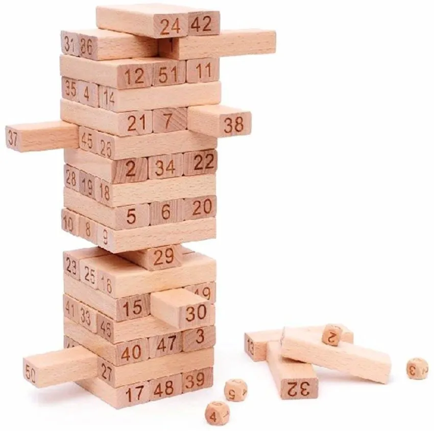Jenga blocks en bois 54 pièces