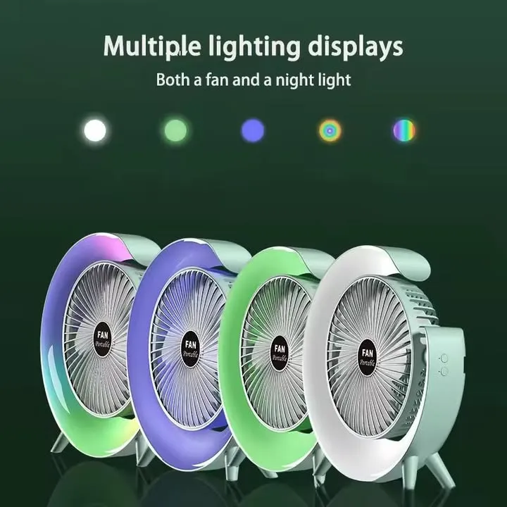 Ventilateur De Bureau Portable Coloré Avec Lumière LED