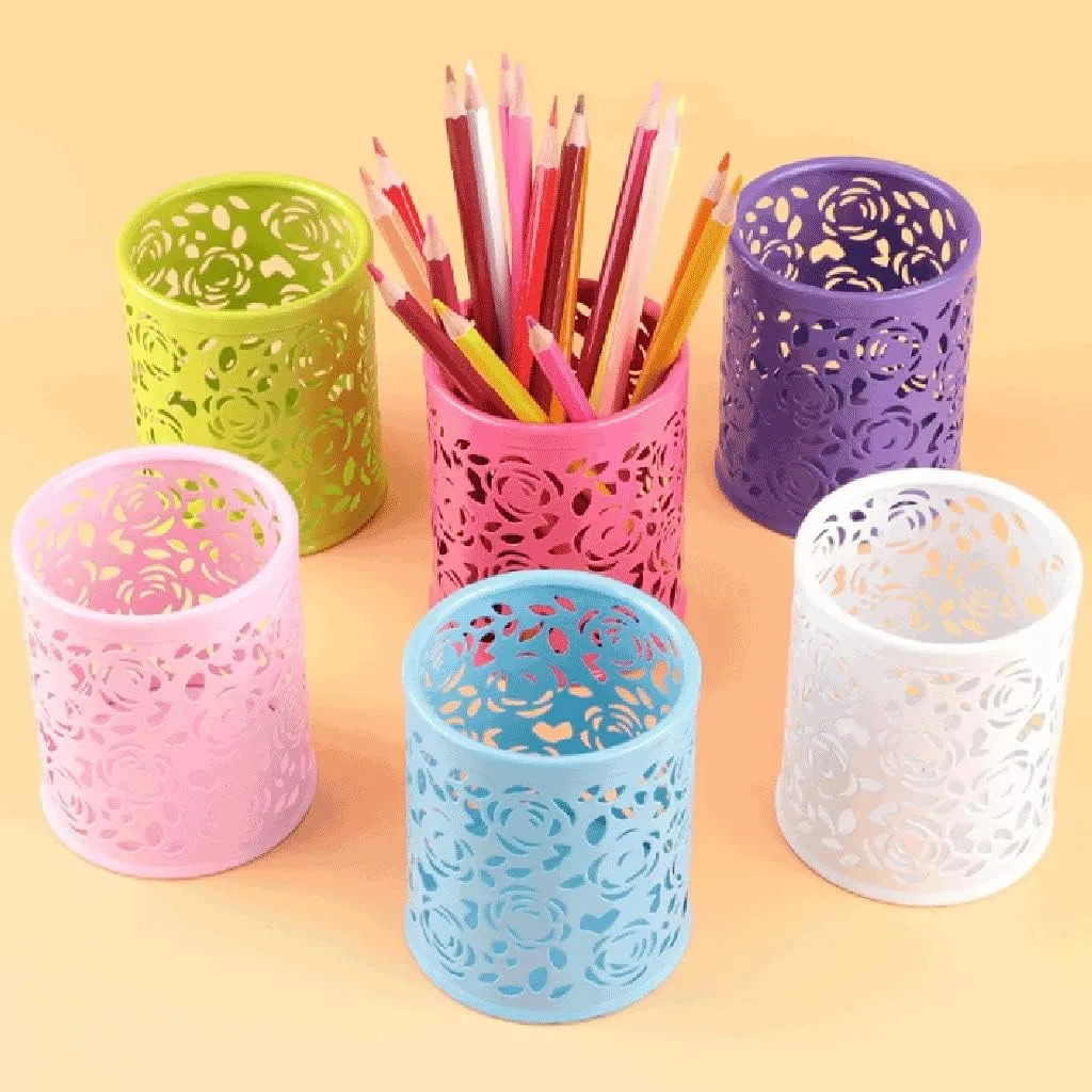 Porte Stylo en Acier Rond avec Motif