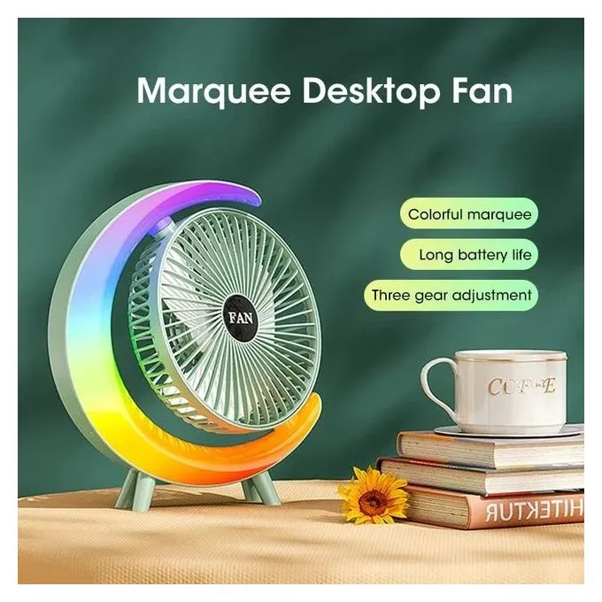 Ventilateur De Bureau Portable Coloré Avec Lumière LED