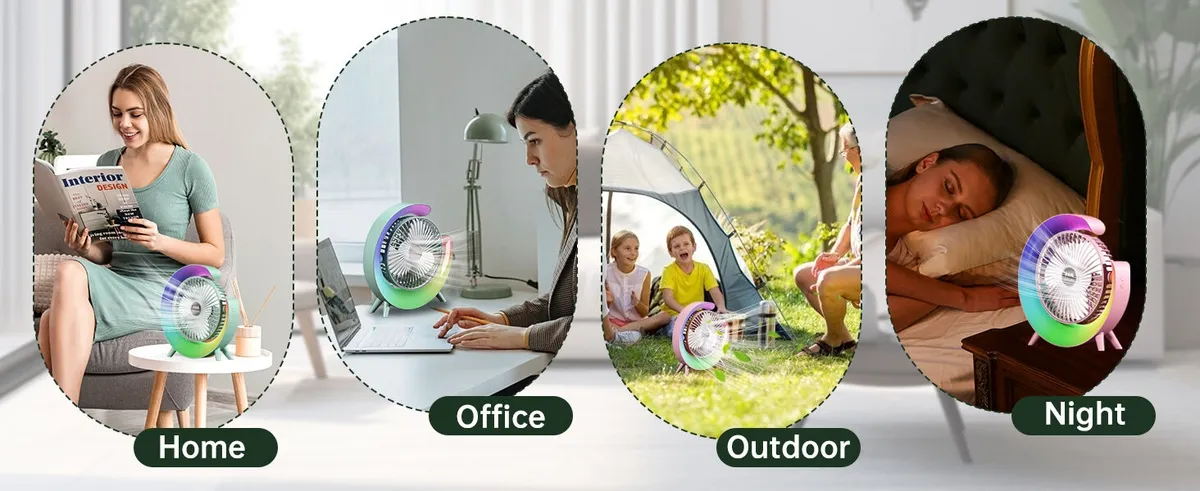 Ventilateur De Bureau Portable Coloré Avec Lumière LED