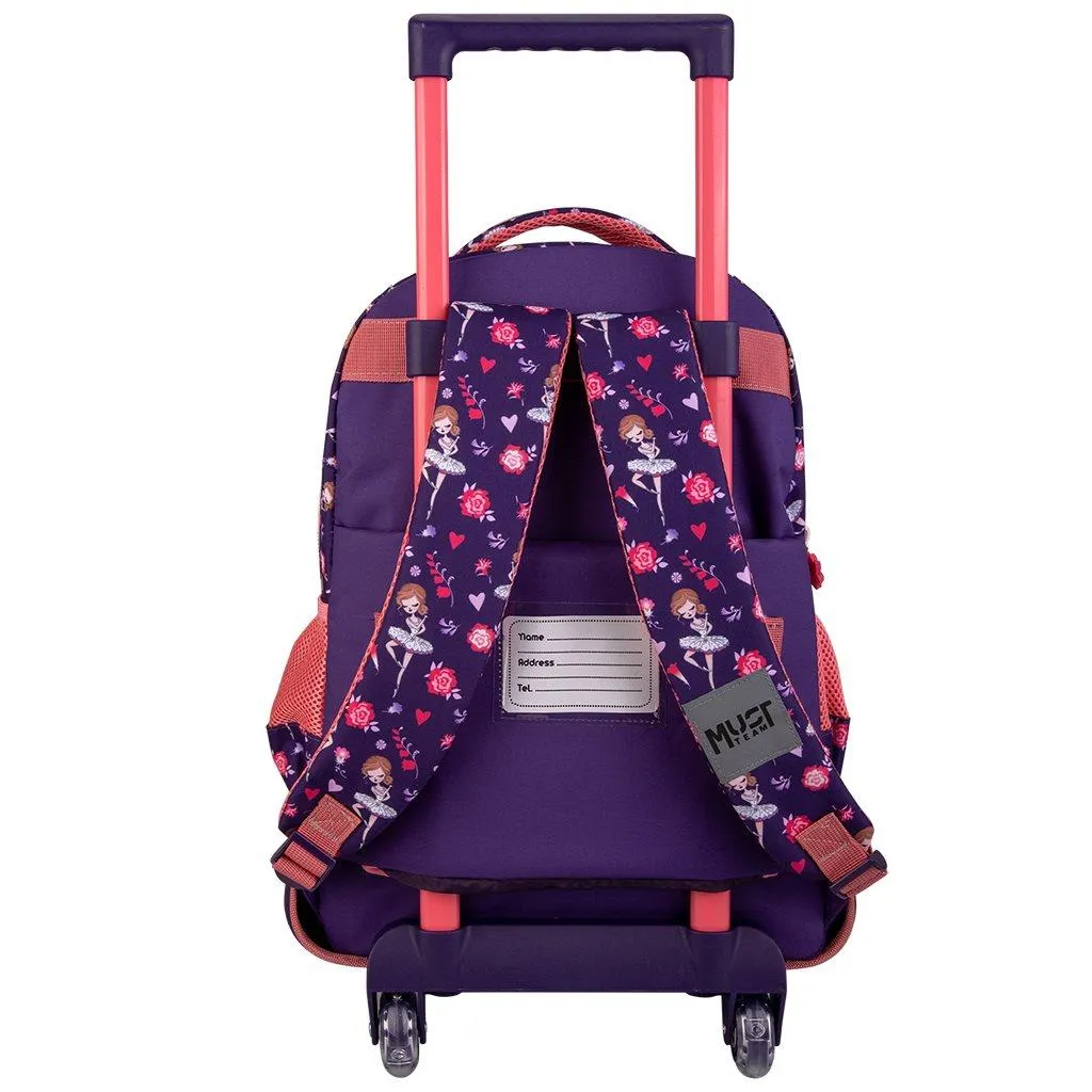 Sac à dos d'école à roulettes Must Team I Love Ballet 3 cases