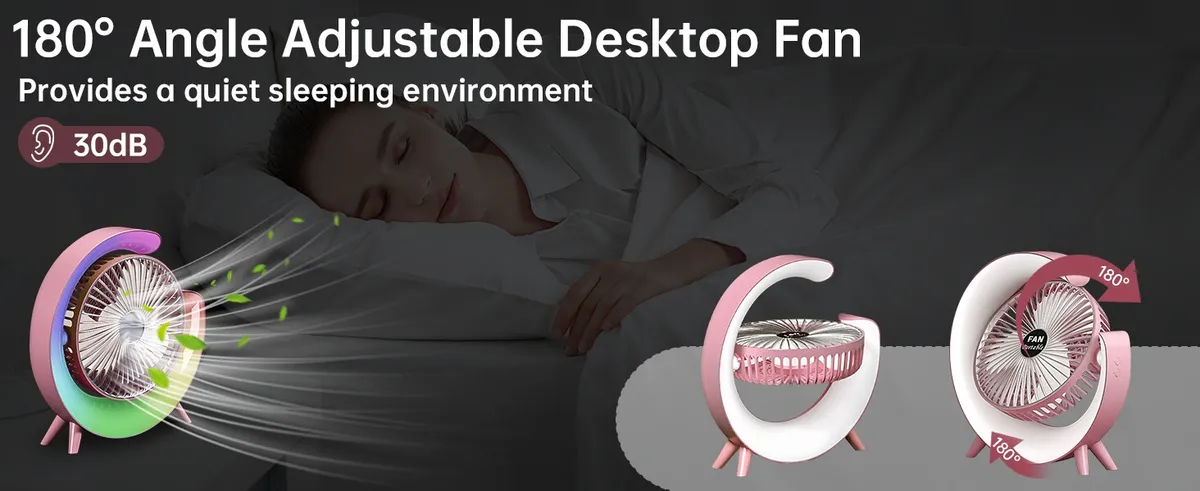 Ventilateur De Bureau Portable Coloré Avec Lumière LED