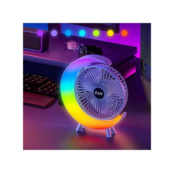Ventilateur De Bureau Portable Coloré Avec Lumière LED
