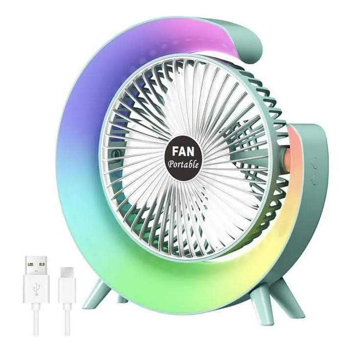 Ventilateur De Bureau Portable Coloré Avec Lumière LED