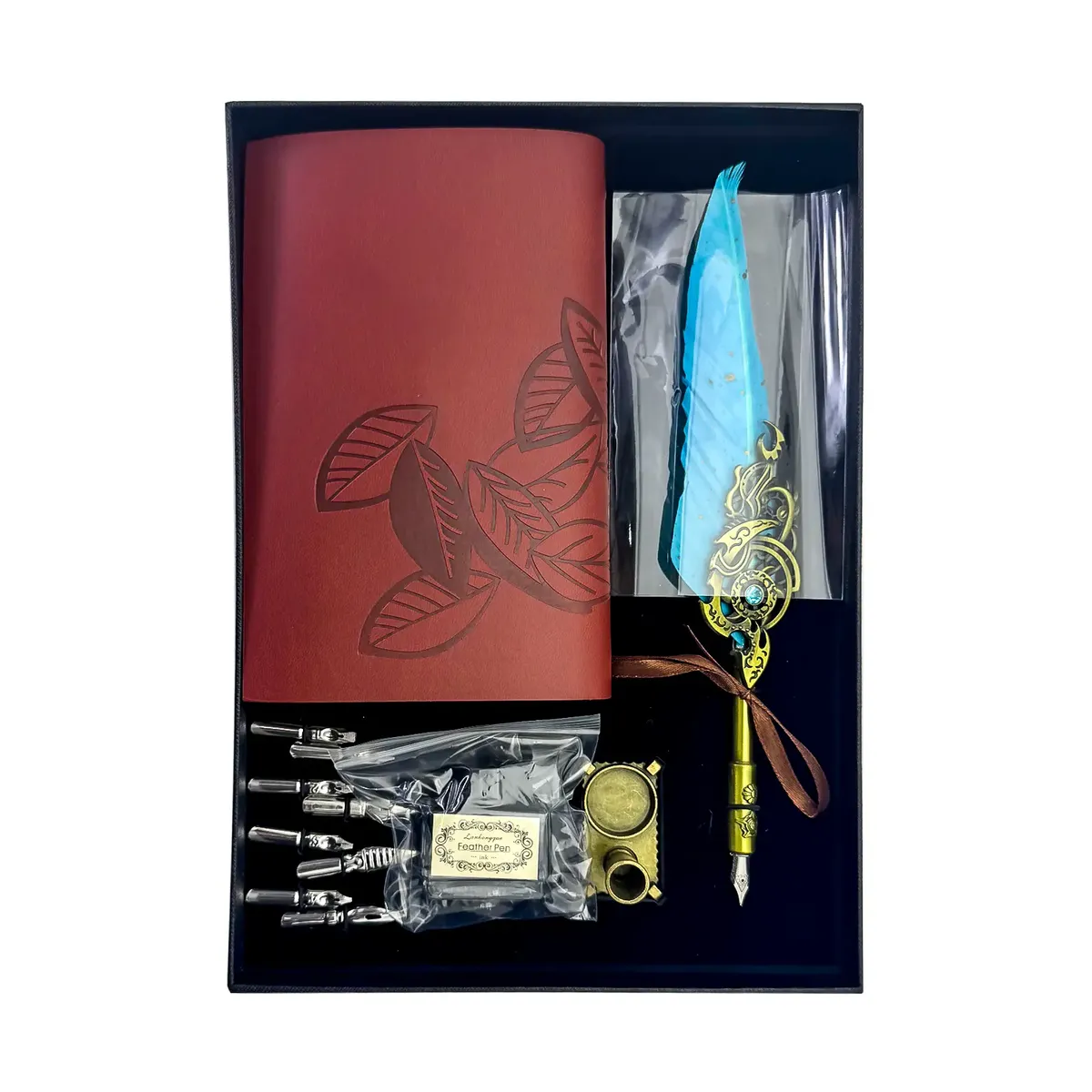 Set d’Écriture à Plume & Carnet Vintage – Coffret Calligraphie Élégant (28.5×20cm)