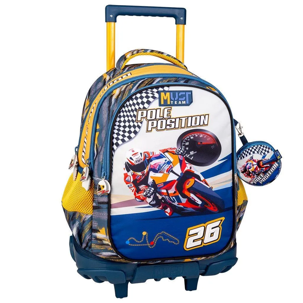 Sac à dos d'école à roulettes Must Team Pole Position 3 cases