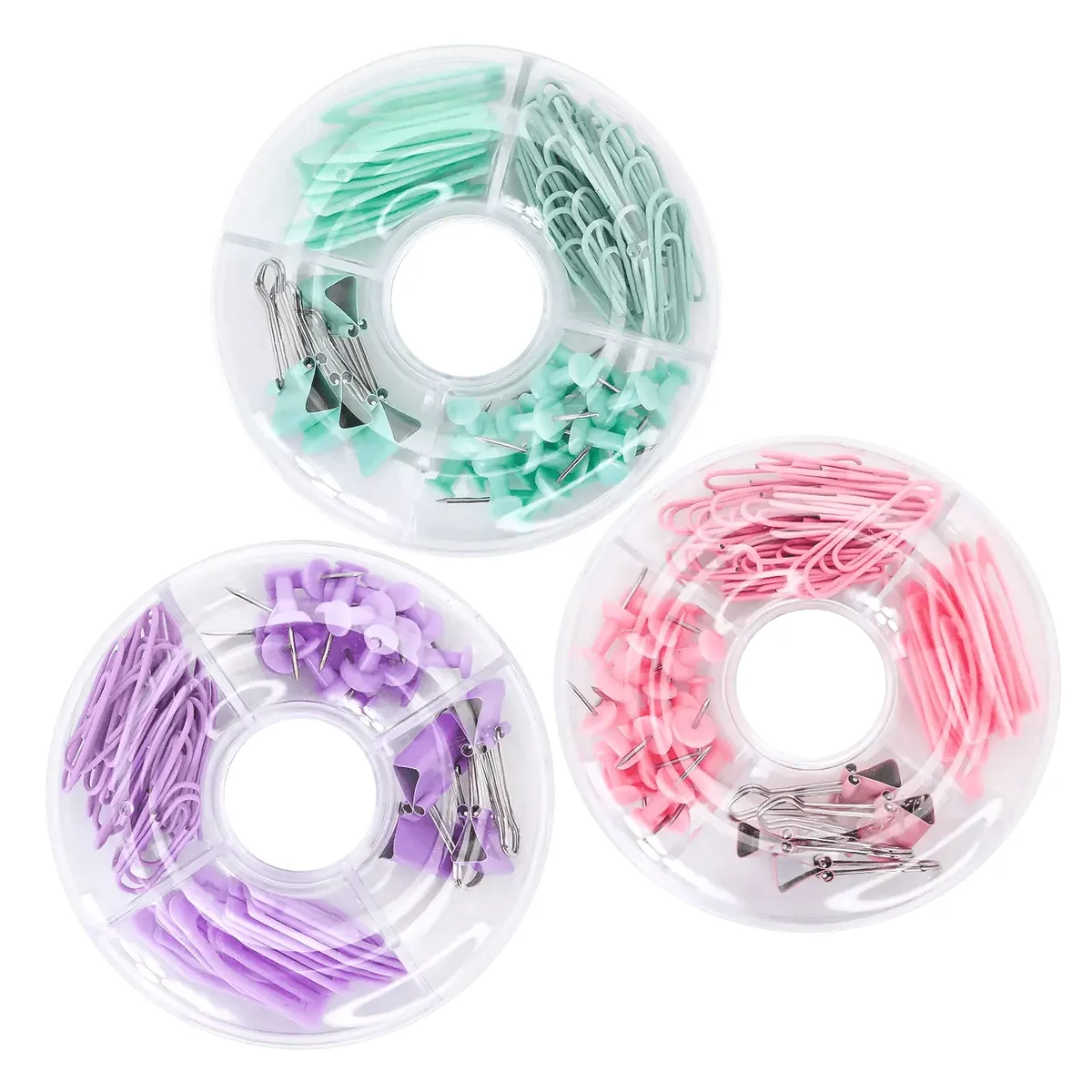 Coffret rond fournitures de bureau pastel